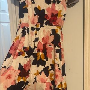 Old Navy Floral Midi Dress - White, Pink, Black, Gold